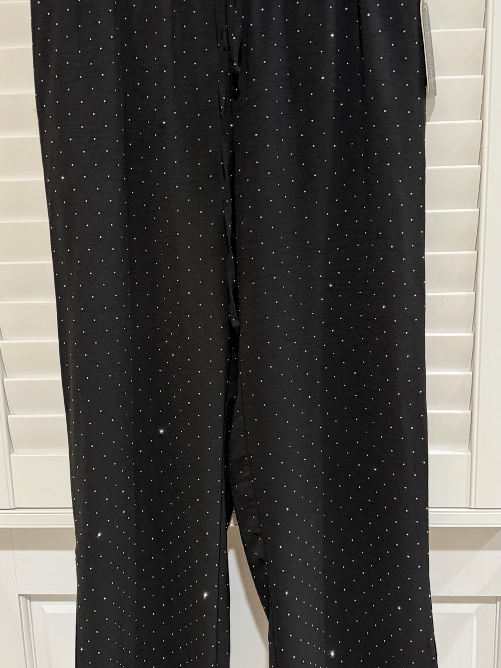 Sabrina Lauren black wide leg trouser with rhinestone/crystals large nwt